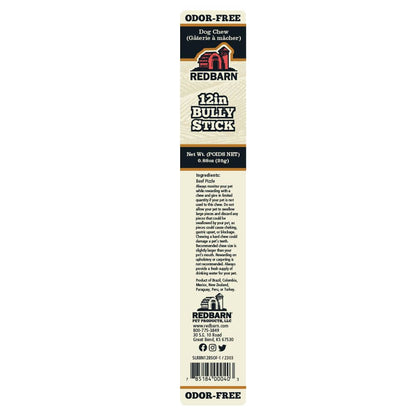 Redbarn Odor-Free Bully Stick - Safety Warning Label