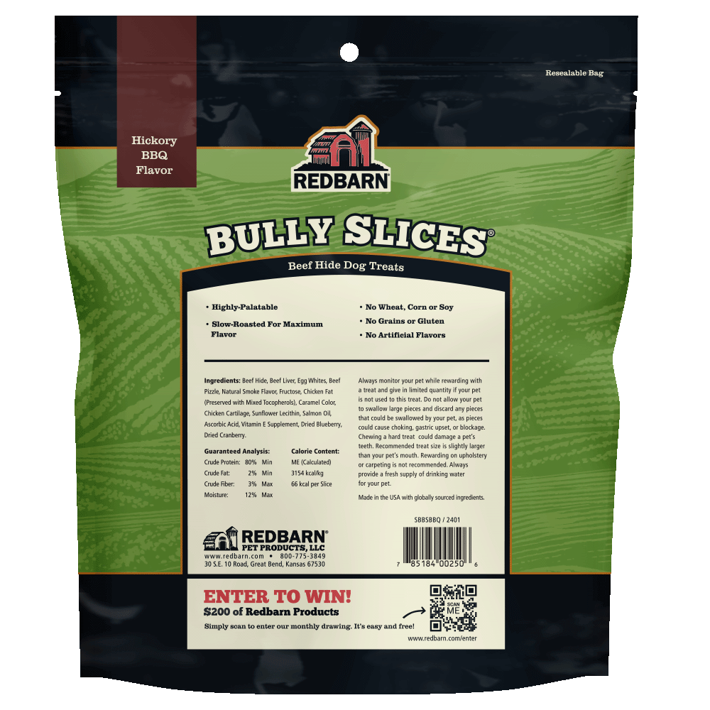 Back side of package of Bully Slices with product information