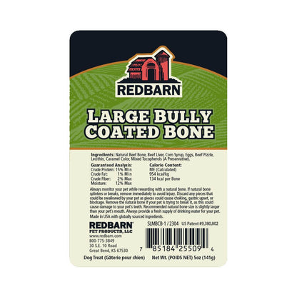 Redbarn Bully Coated Large Bone - Ingredients and Safety Warning Label