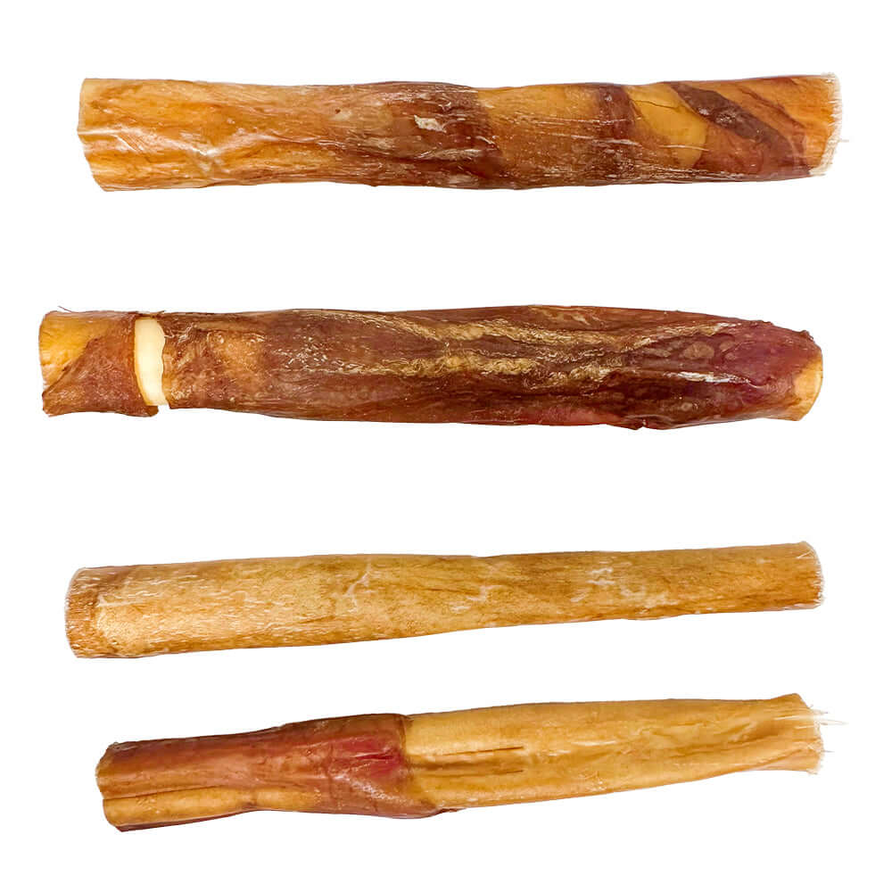 Different colors and shapre of the Bully Wrapped Collagen Stick