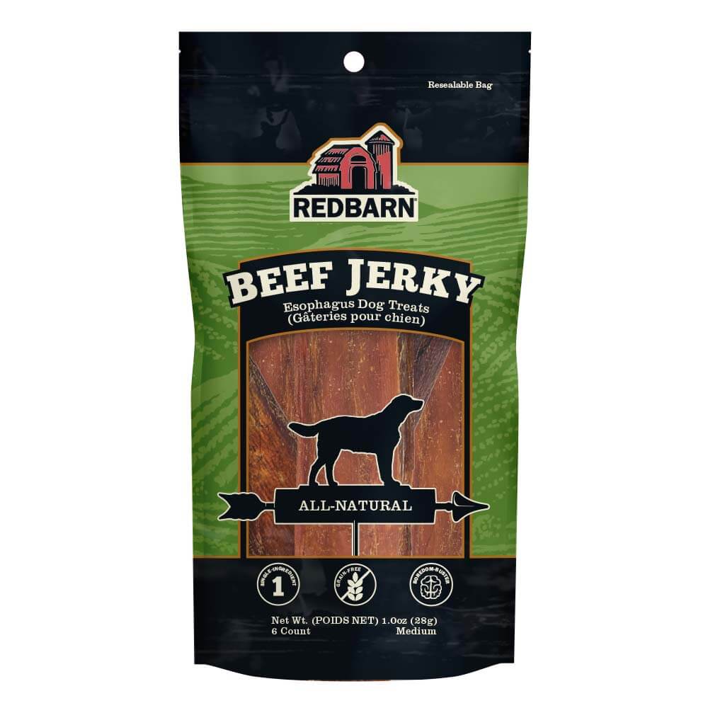 Redbarn Beef Jerky All-Natural Esophagus Dog Treats Package