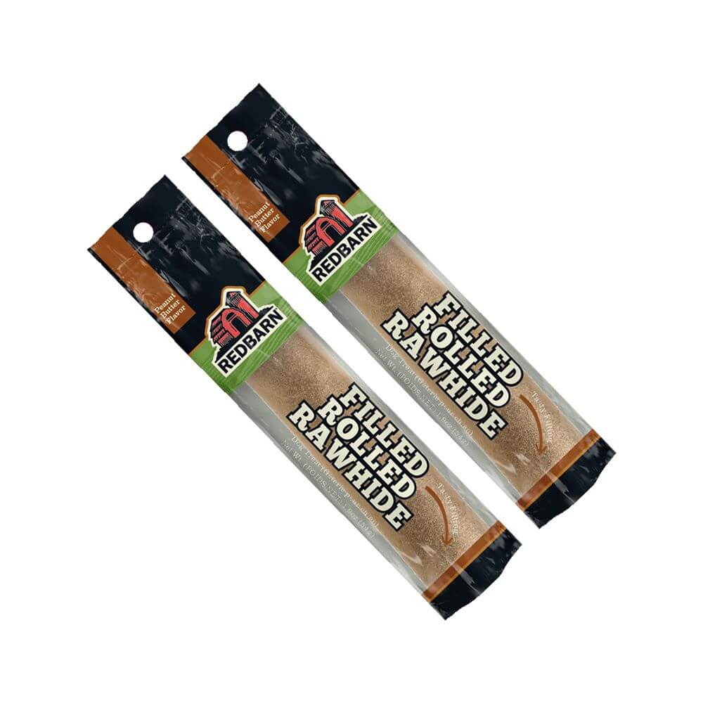 Redbarn Filled Rolled Rawhide Peanut Butter Flavor