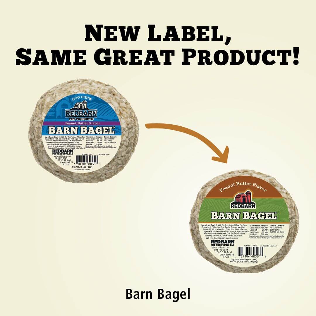 New look of the Redbarn Barn Bagel® Peanut Butter Flavor