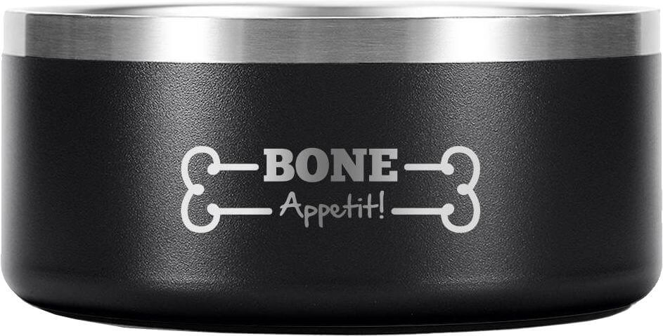 Redbarn Stainless Steel Bowl which reads Bone Appetit