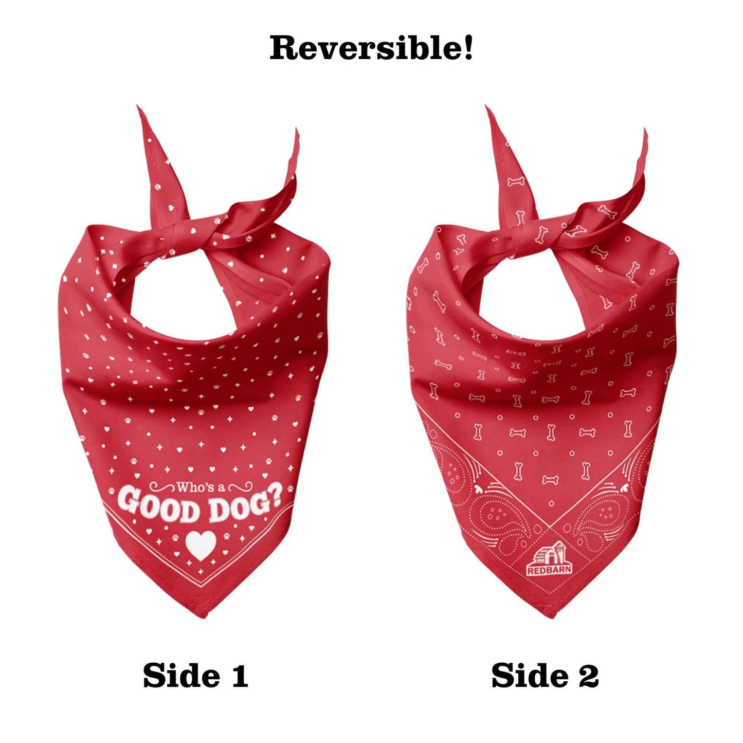 Redbarn Good Dog Reversable Bandana showing both sides